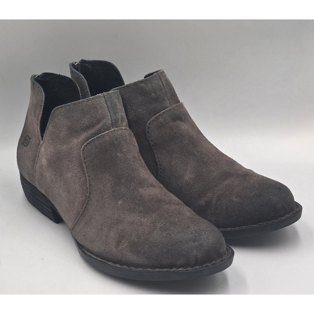 Born Ouvea Ankle Boots Booties Shoes Womens Size 8.5M Gray Distressed Suede